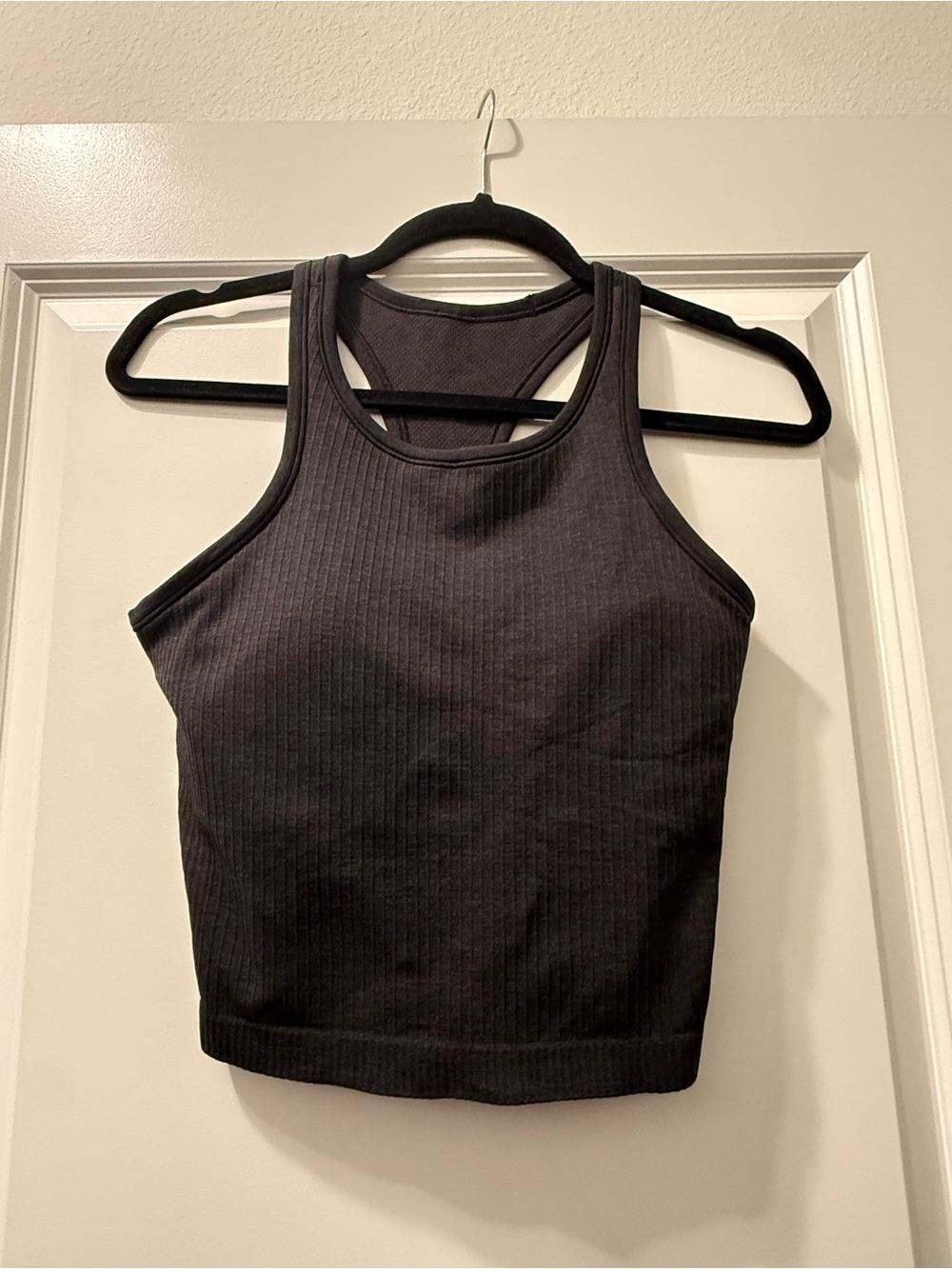 lululemon ebb to street Black Ribbed Scoop-Neck Crop Tank